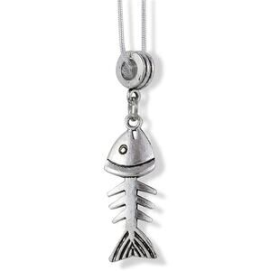 Fish Skeleton Bones Charm Snake Chain Necklace